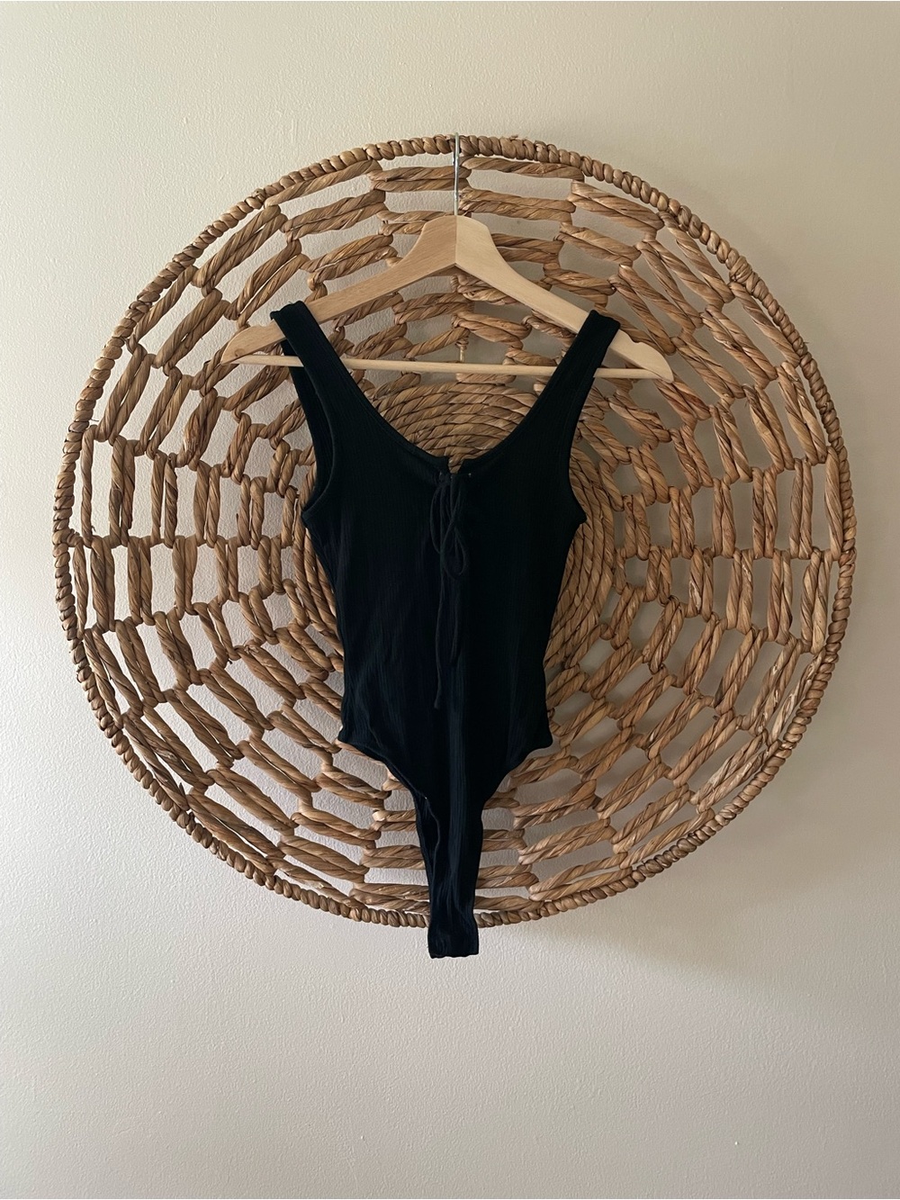 Papaya Black Ribbed One-Piece Bodysuit